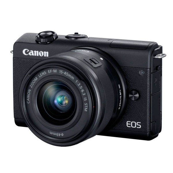 Canon eos m200 negra/cámara compacta 24.1mp + vídeo 4k/wi-fi/bluetooth/objetivo m15-45s